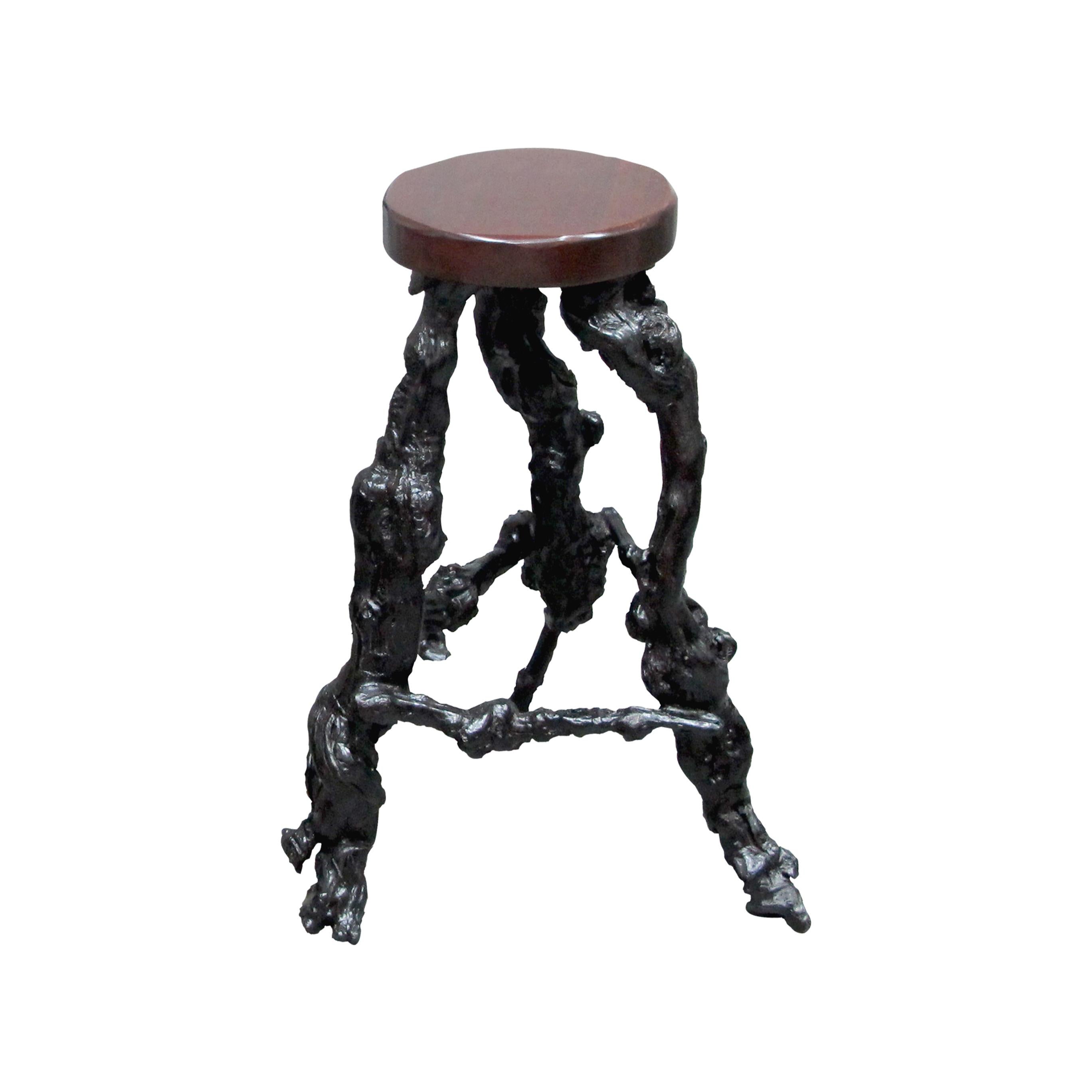Set of 4 Midcentury French Twisted Grapevine Handcrafted Root Bar Stools In Good Condition In London, GB