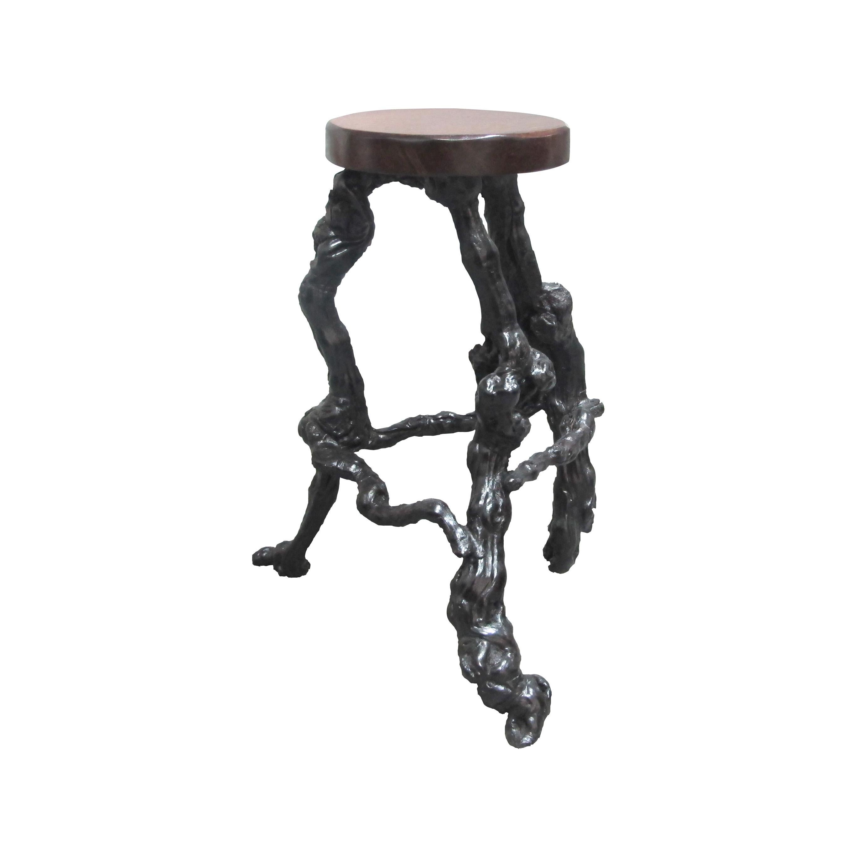 Mid-20th Century Set of 4 Midcentury French Twisted Grapevine Handcrafted Root Bar Stools