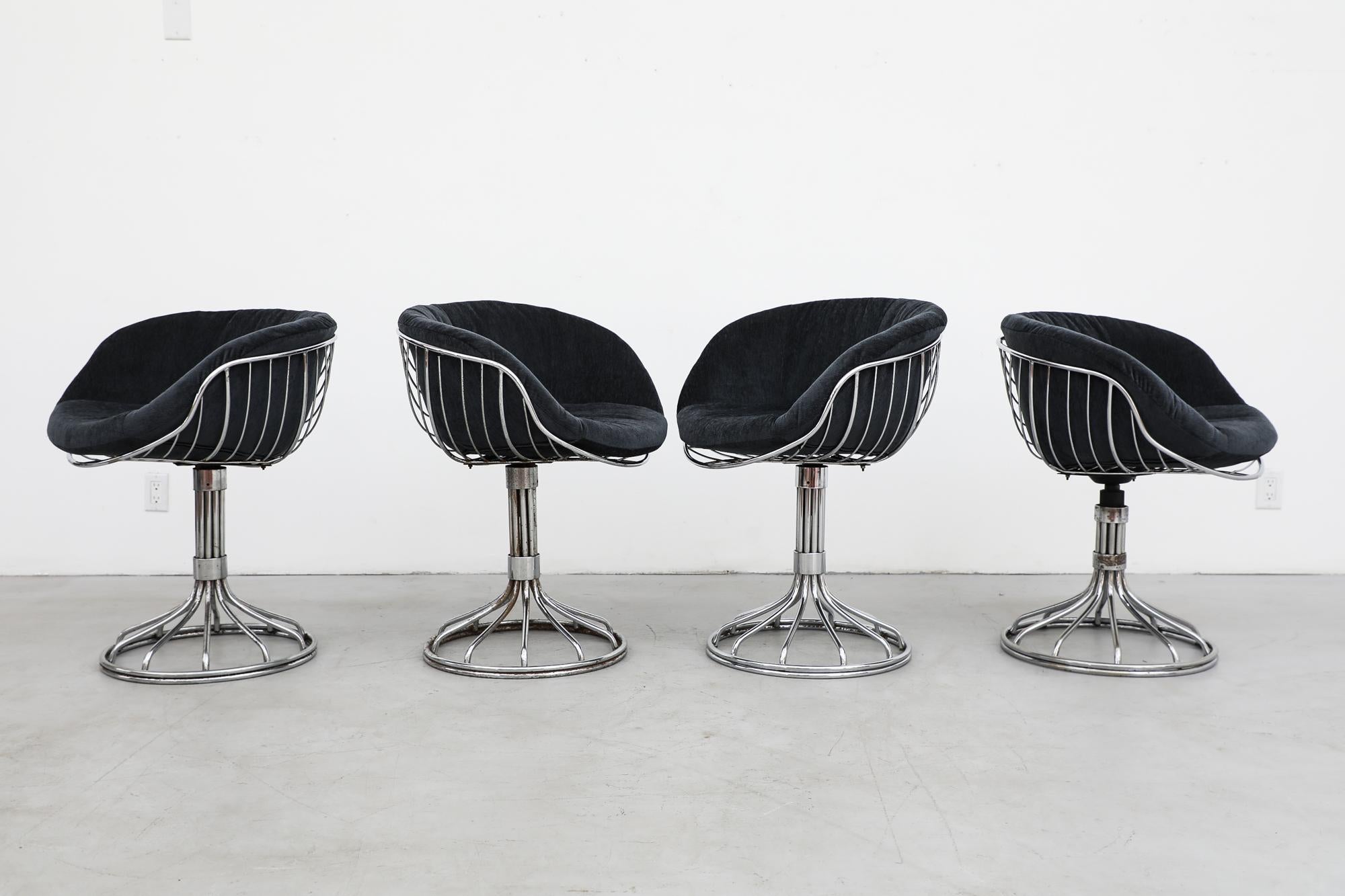 Set of 4 Mid-Century Gastone Rinaldi for RIMA Italia Chrome Pan Am Chairs For Sale 11