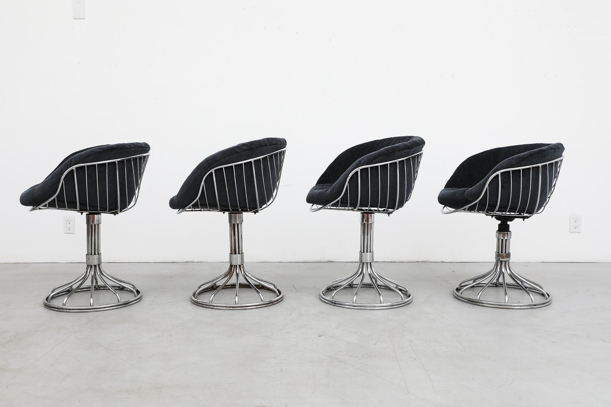 Mid-Century Modern Set of 4 Mid-Century Gastone Rinaldi for RIMA Italia Chrome Pan Am Chairs For Sale