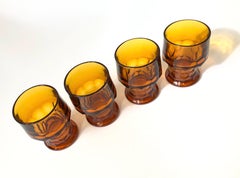Set of 4 Mid Century Georgian Amber Cocktail Glasses