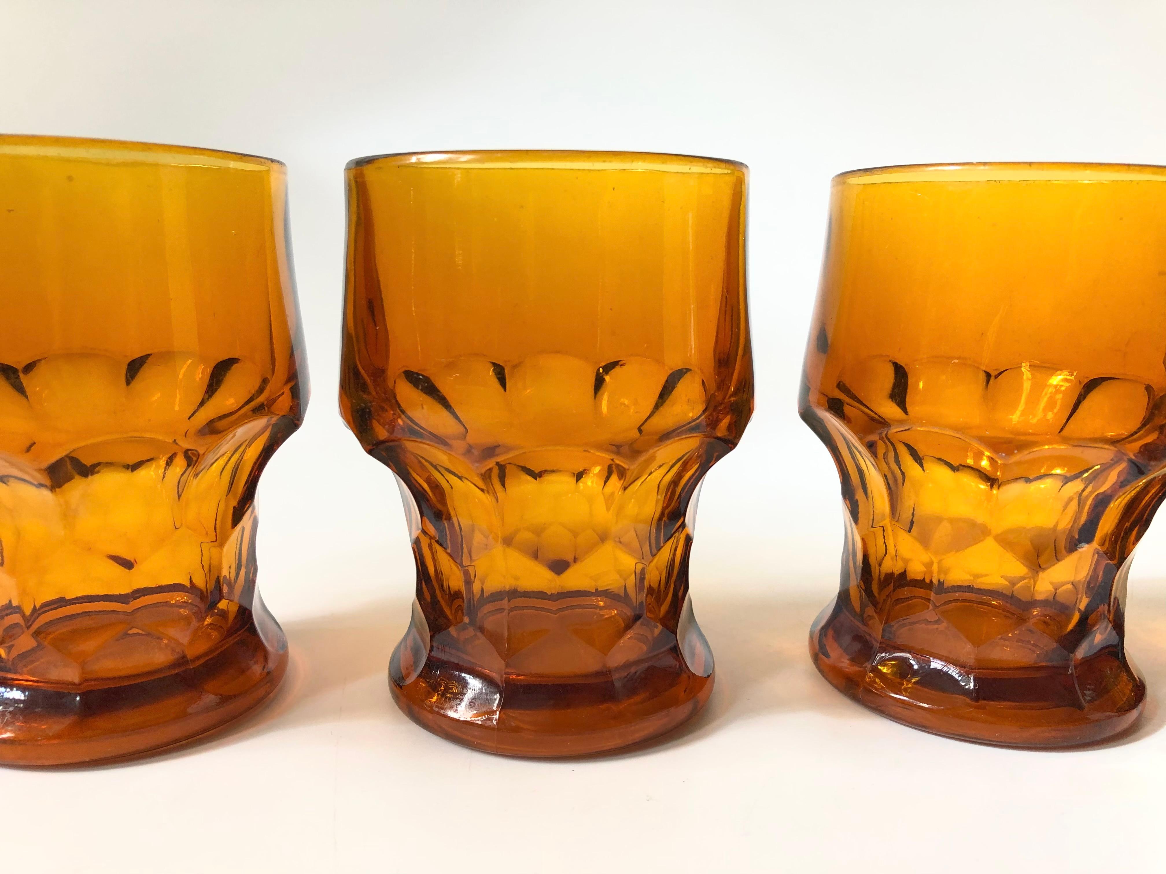 mid century amber glassware