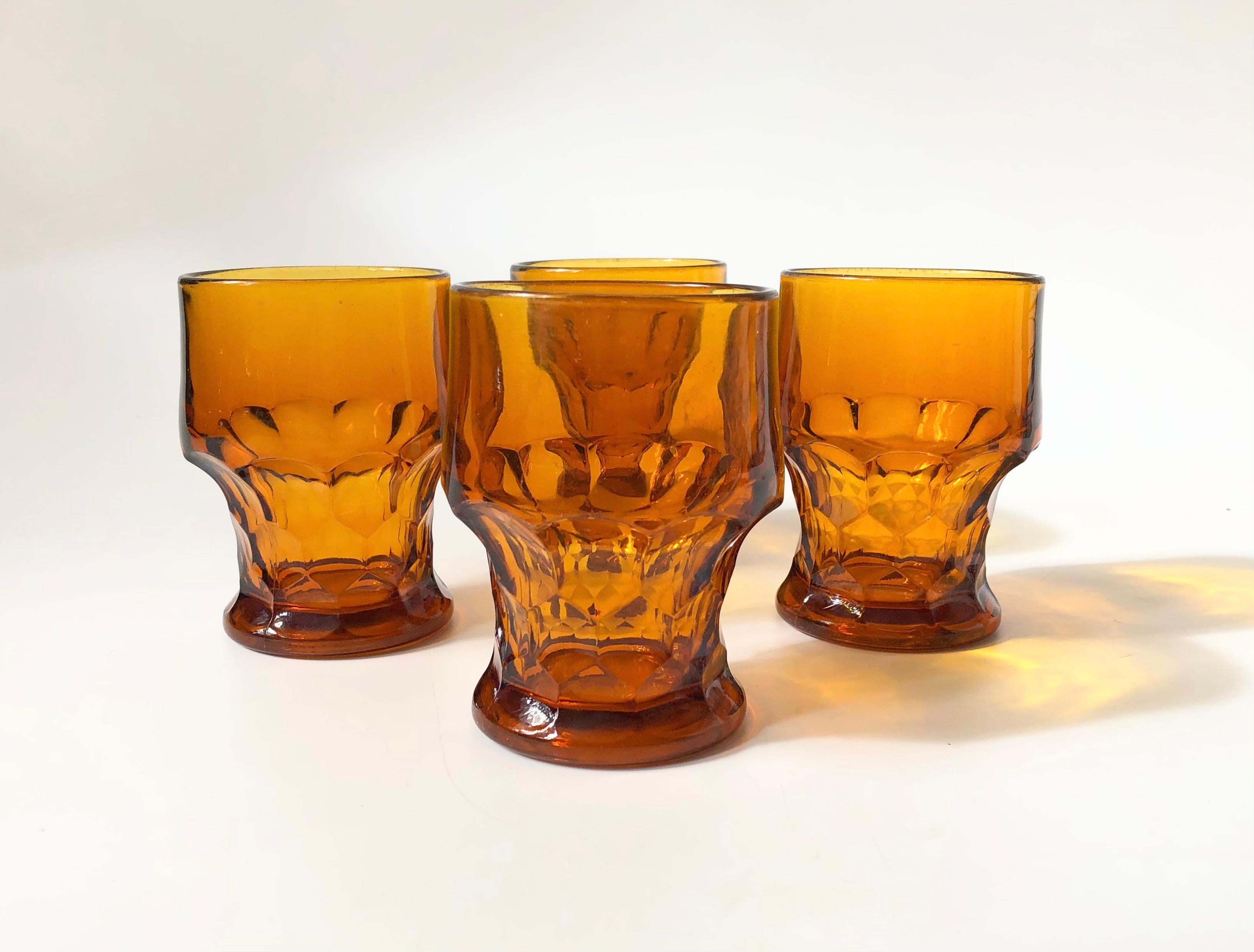 Mid-Century Modern Set of 4 Mid Century Georgian Amber Cocktail Glasses