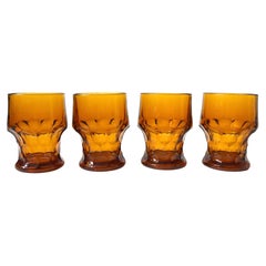 Set of 4 Mid Century Georgian Amber Cocktail Glasses