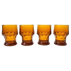 Vintage Set of 4 Mid Century Georgian Amber Cocktail Glasses