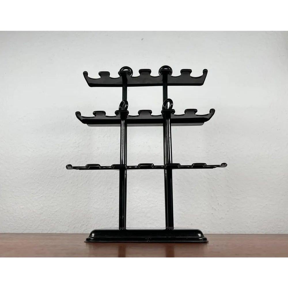 Mid-Century Modern Set of 4 Mid-Century German Metal Office Rubber Stamp Holder and 3 Stamps, 1960s For Sale