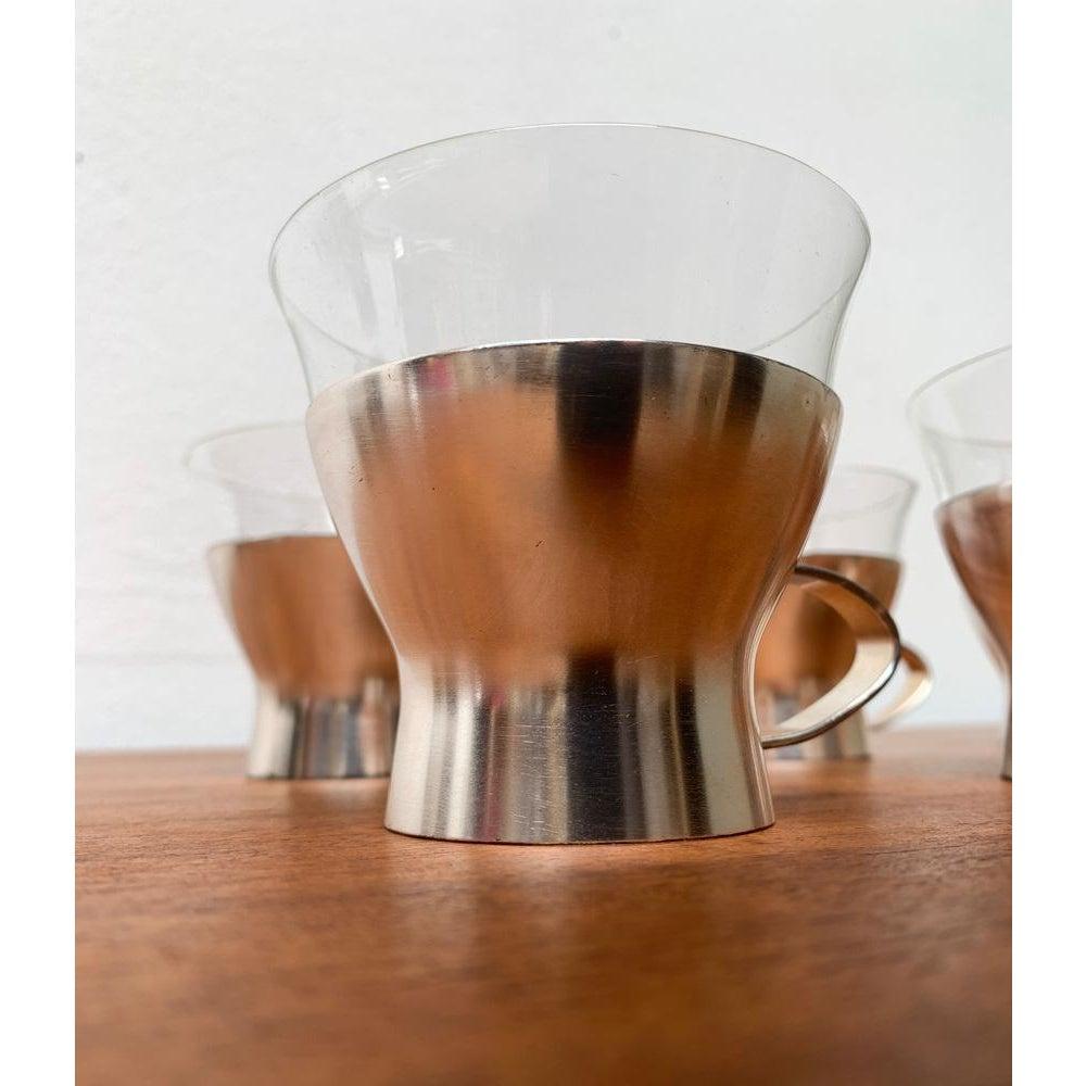 Métal Ensemble de 4 verres à thé allemands du milieu du siècle de WMF, années 1960 en vente