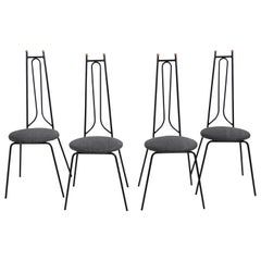Set of 4 Mid Century High Back Dining Chairs Att. to Umanoff