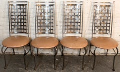 Set of 4 Mid-Century Industrial Chairs with Vinyl Upholstery