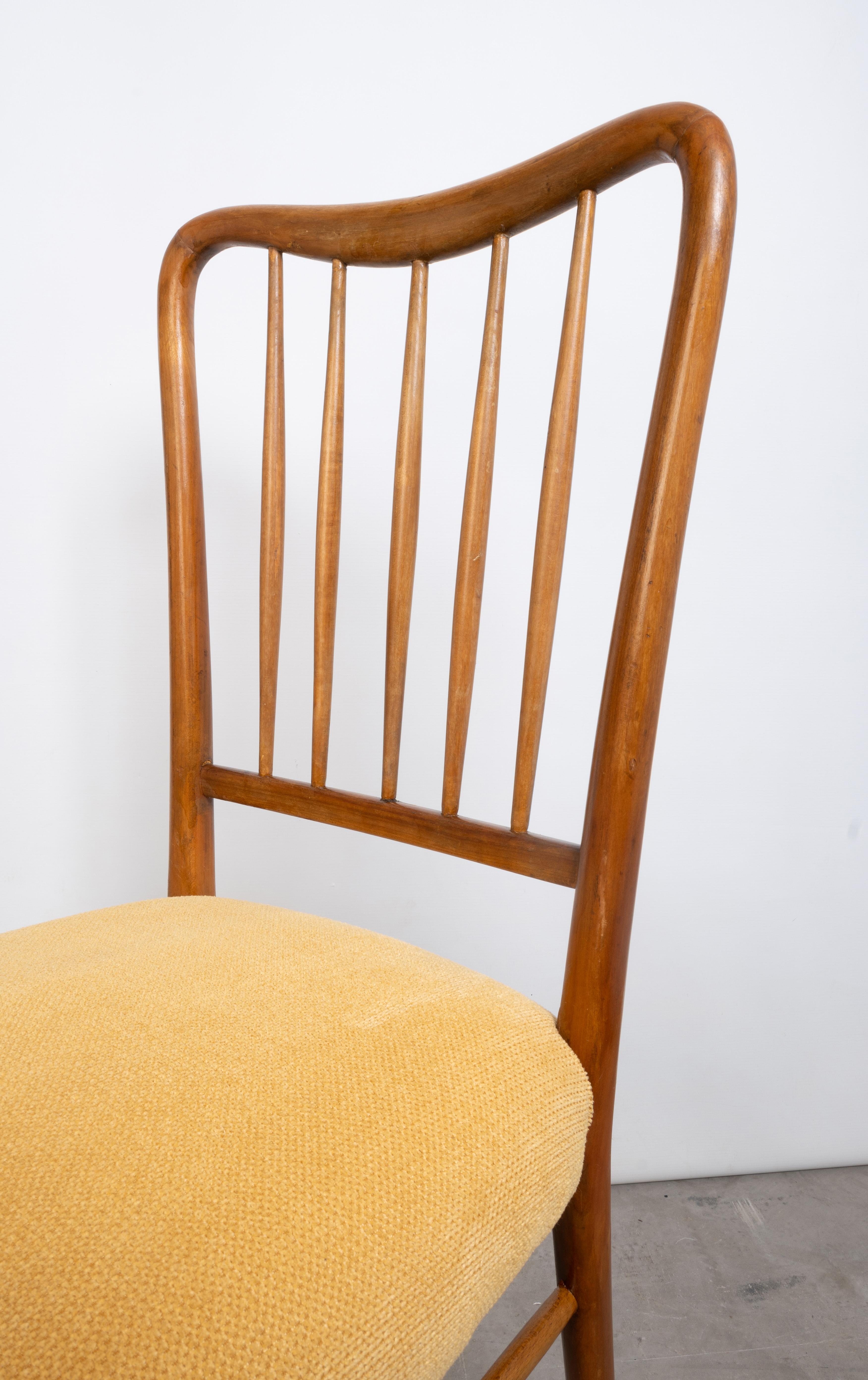Set of 4 Mid Century Italian Fruitwood Paulo Buffa Chairs C.1940 For Sale 6