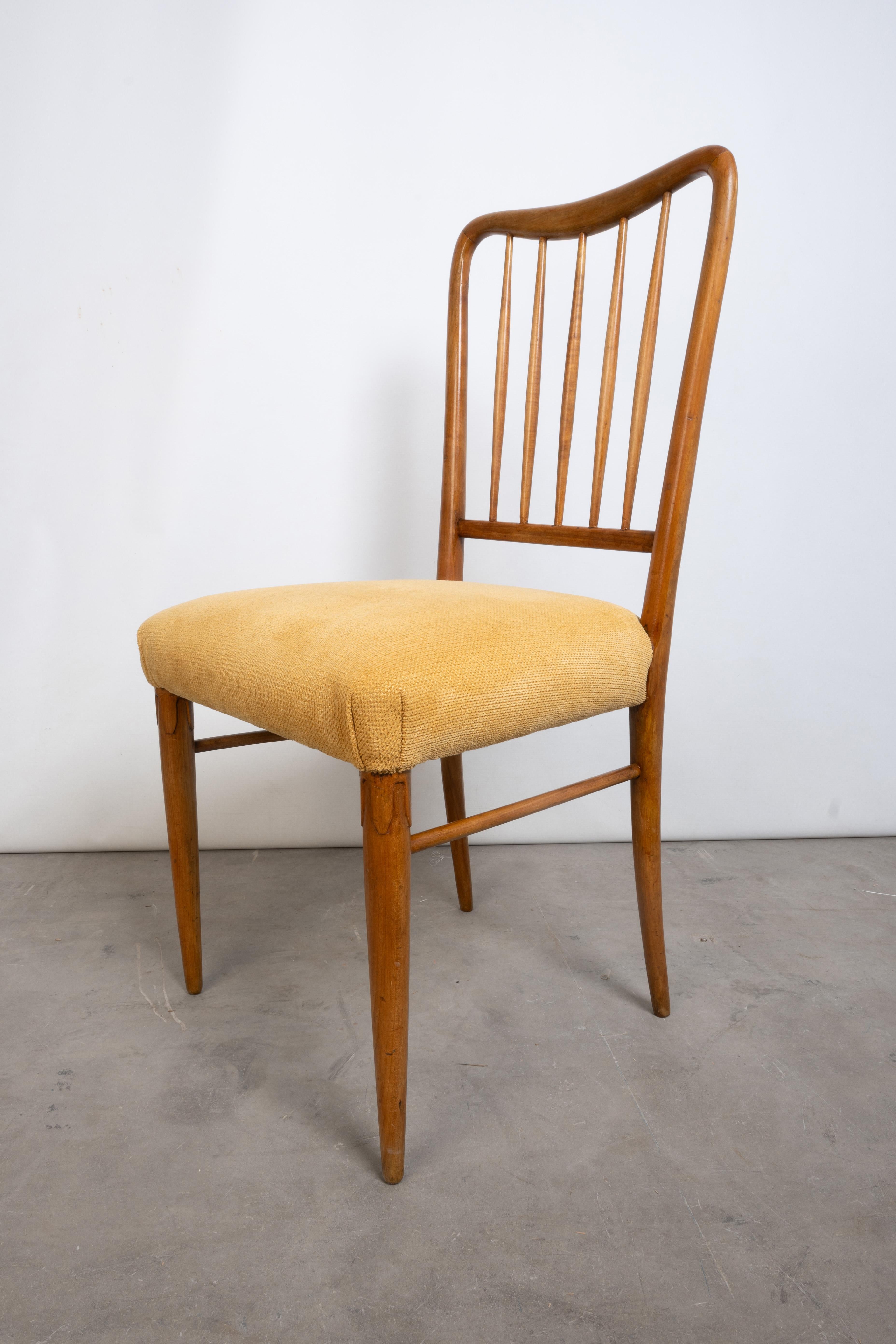 Set of 4 Mid Century Italian Fruitwood Paulo Buffa Chairs C.1940 For Sale 10
