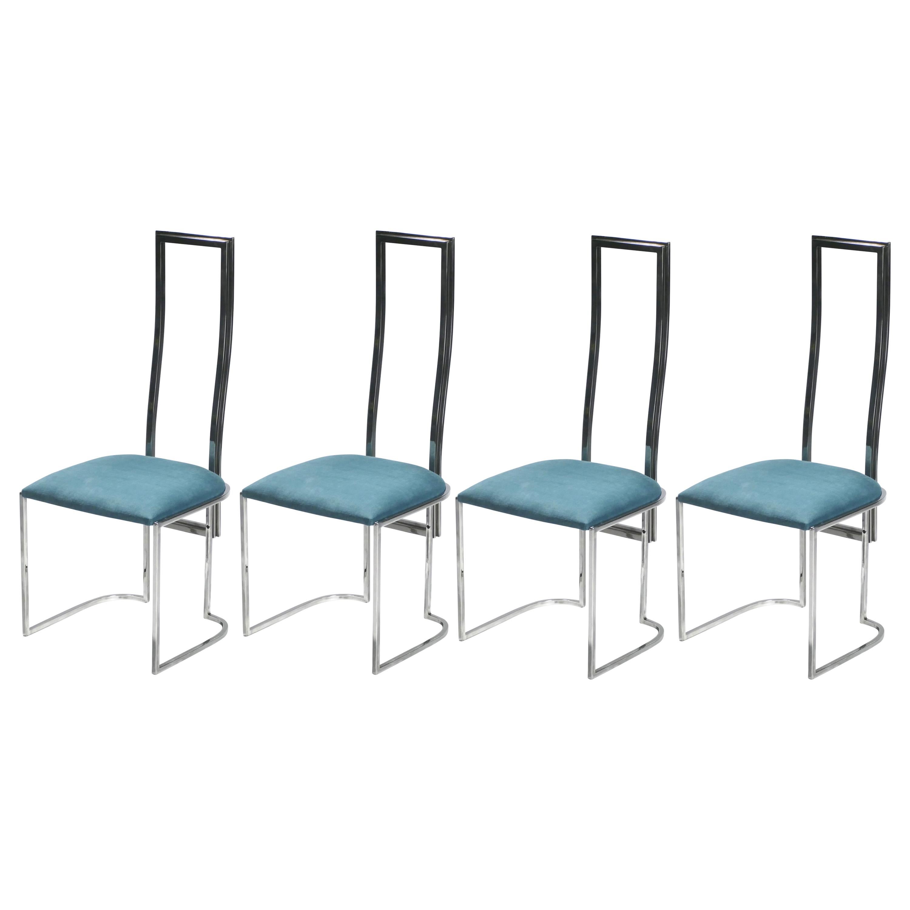 Set of 4 Midcentury Italian Lucite Green Chairs, 1970s
