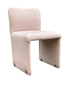 Set of 4 Mid Century Italian Modern Dining Chairs in Blush Pink Suede