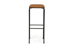 Set of 4 Midcentury Italian Square Wrought Iron Frame Bar Stools