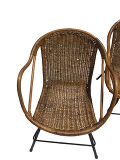 Set of 4 Mid-Century Italian Wicker Bucket Chairs