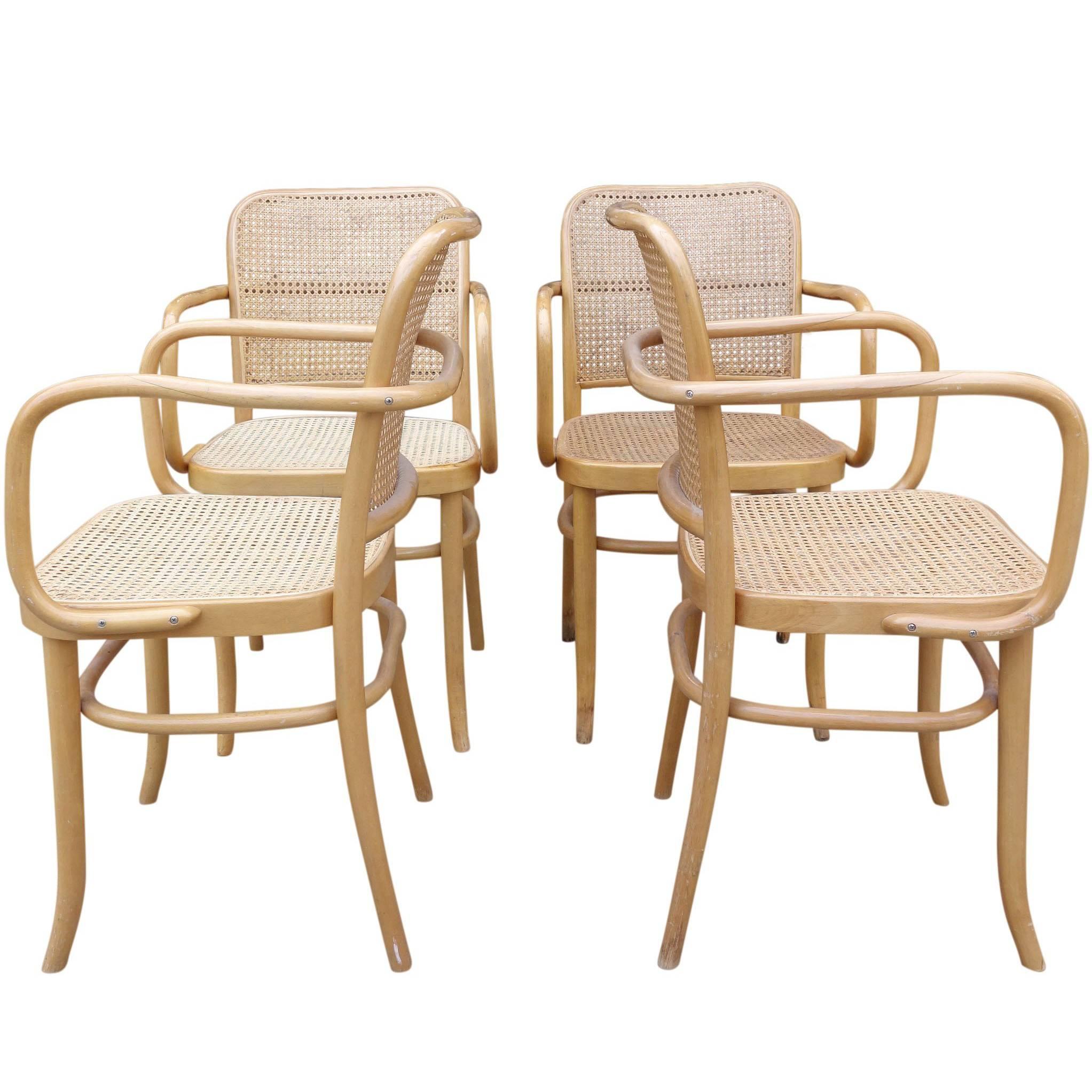 Set of Four Midcentury Josef Hoffmann and Josef Frank 811 Chairs