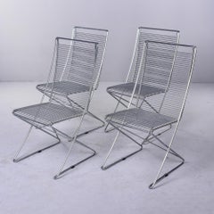 Set of 4 Mid Century Kreuzschwinger Steel Chairs by Till Behrens for Schlubach