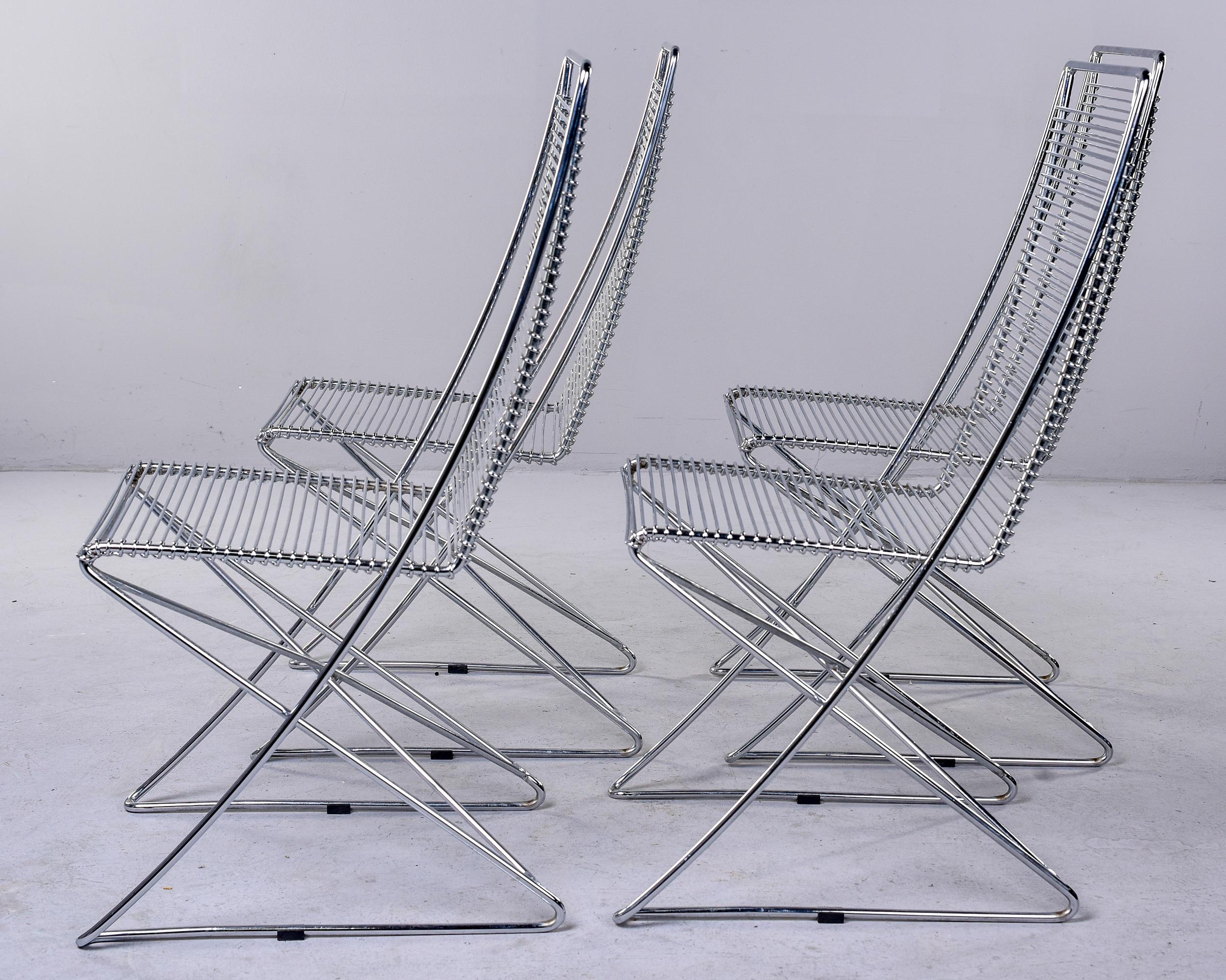 Mid-Century Modern Set of 4 Mid Century Kreuzschwinger Steel Chairs by Till Behrens for Schlubach