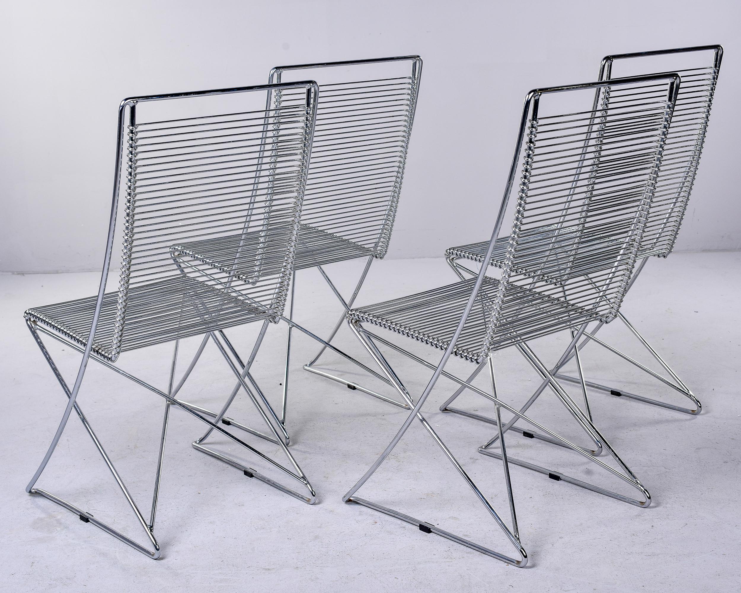 German Set of 4 Mid Century Kreuzschwinger Steel Chairs by Till Behrens for Schlubach