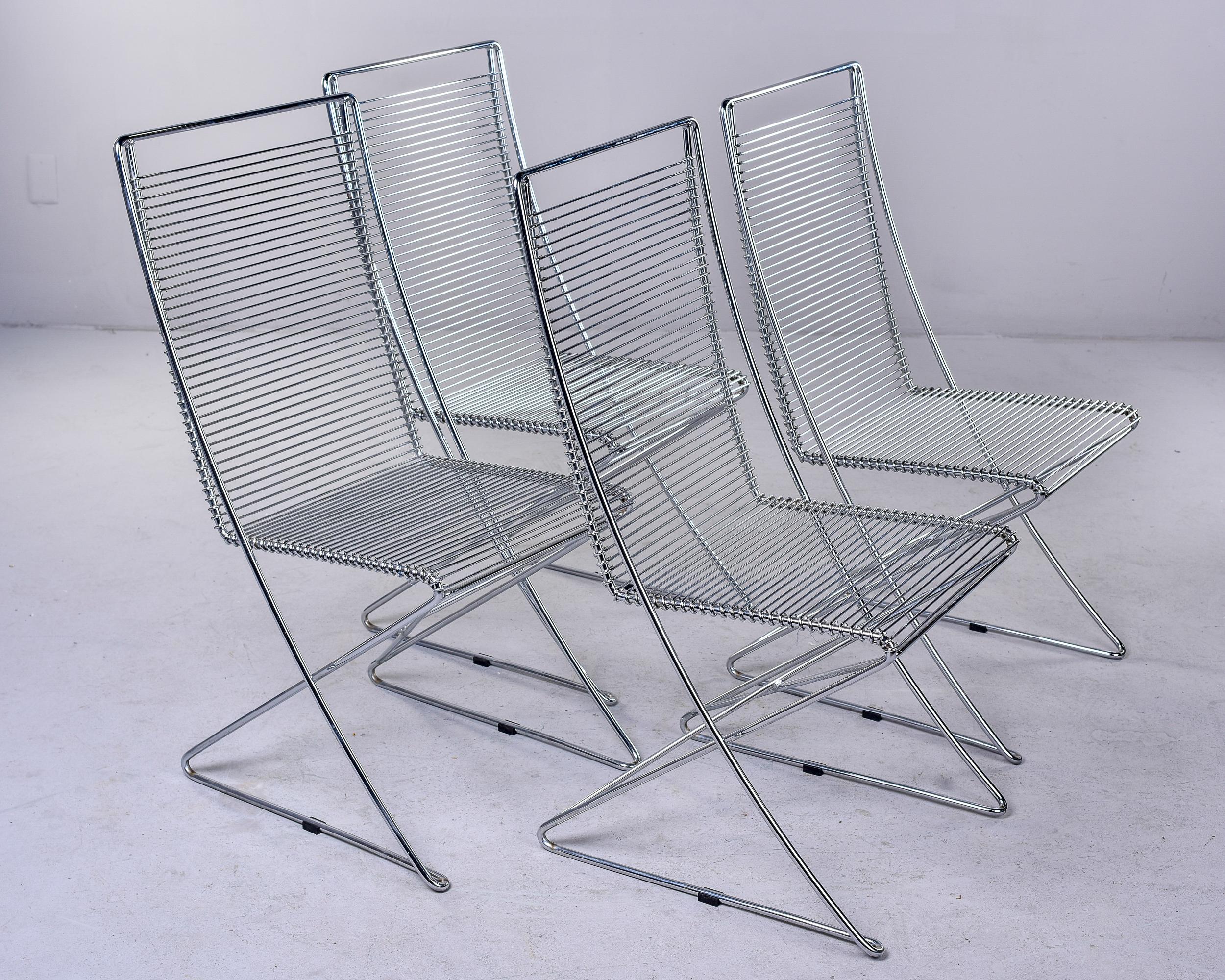 Stainless Steel Set of 4 Mid Century Kreuzschwinger Steel Chairs by Till Behrens for Schlubach