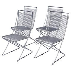 Set of 4 Mid Century Kreuzschwinger Steel Chairs by Till Behrens for Schlubach