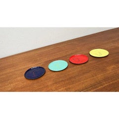 Set of 4 Mid-Century Metal Cocktail Coasters, 1960s
