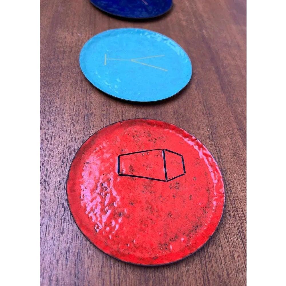 Juego de 4 posavasos de cóctel de metal de mediados de siglo, años 60 en venta 3