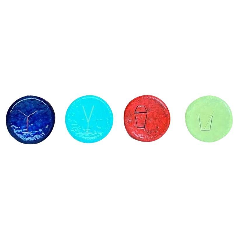 Set of 4 Mid-Century Metal Cocktail Coasters, 1960s