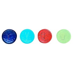 Set of 4 Mid-Century Metal Cocktail Coasters, 1960s