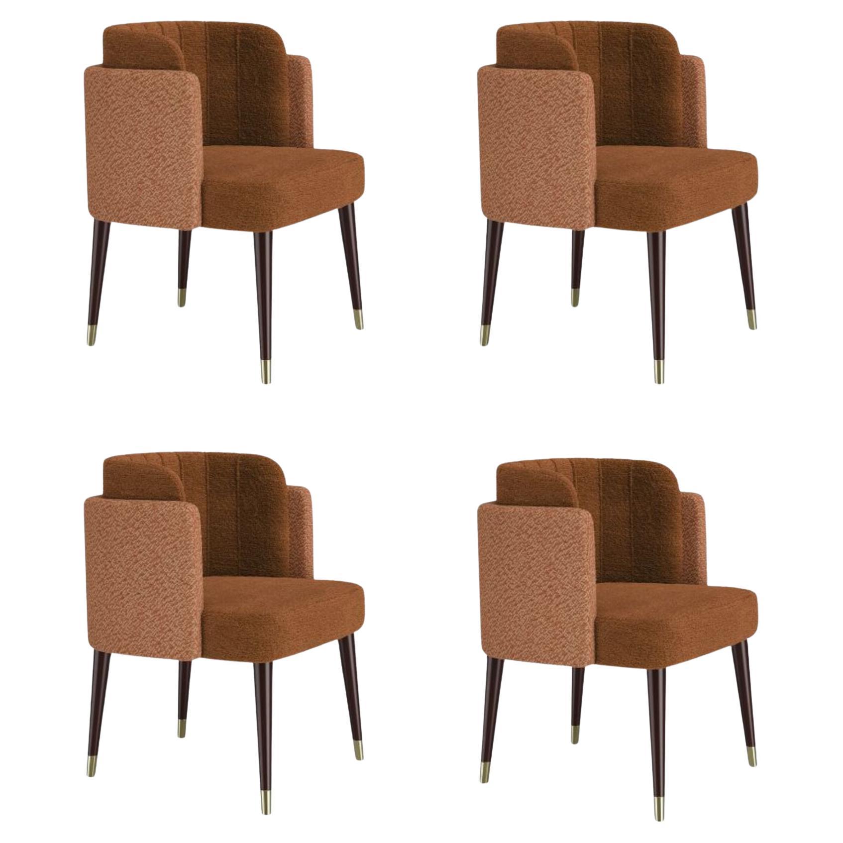 4er-Set Mid-century Modern Anita Esszimmerstuhl Wood Brass von Ottiu