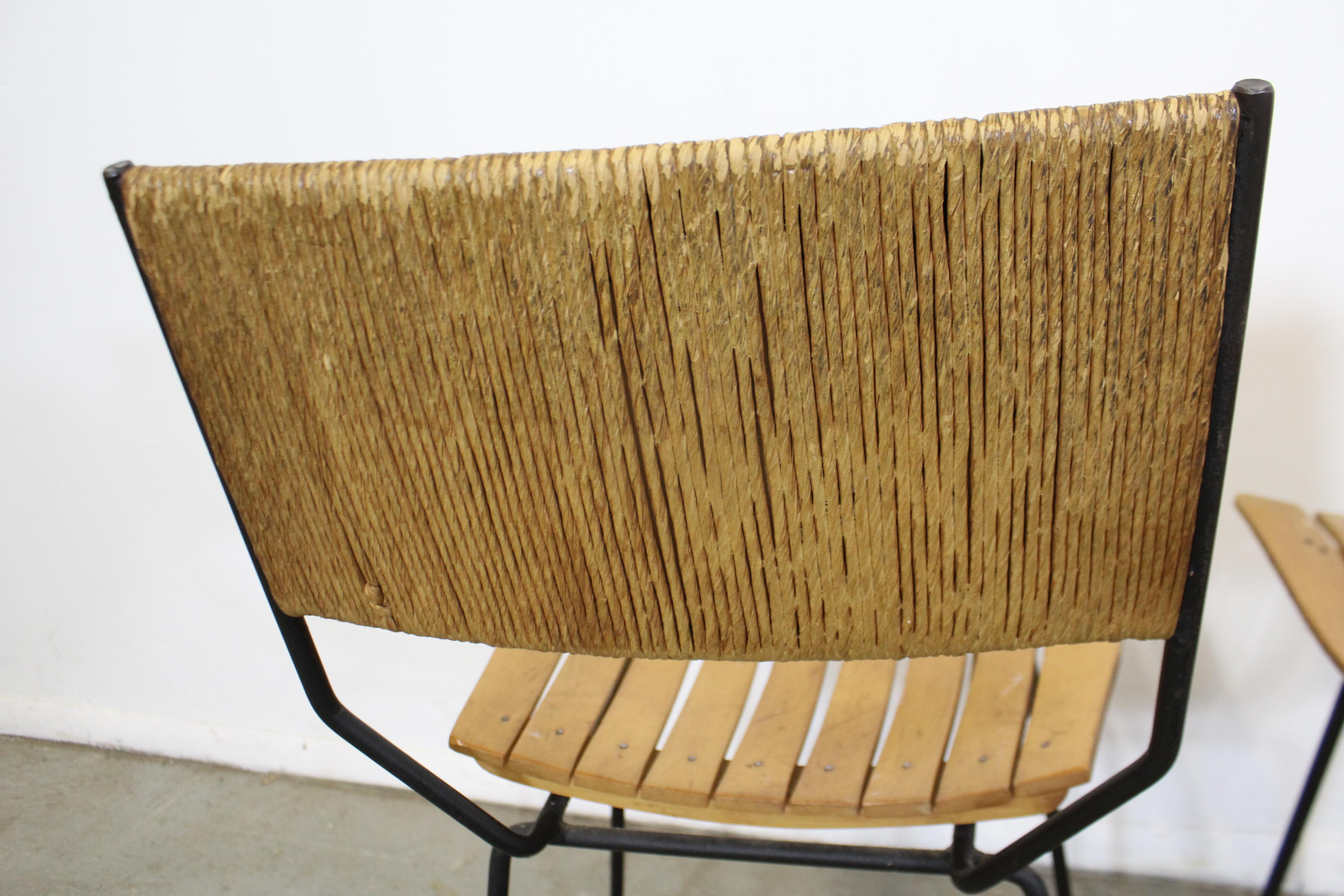 Set of 4 Mid-Century Modern Arthur Umanoff Rush Back Slat Seat Dining Chairs 6