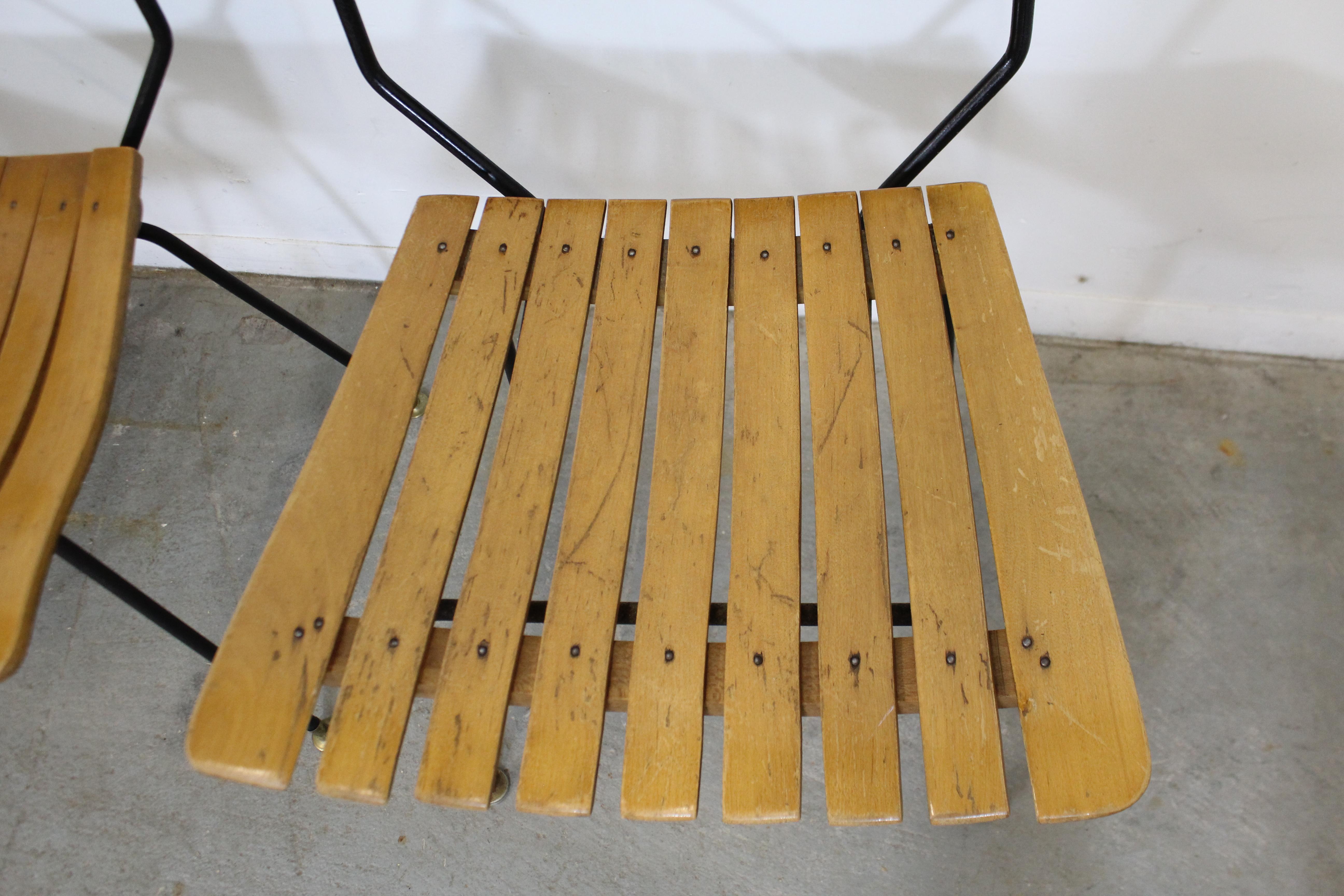 Metal Set of 4 Mid-Century Modern Arthur Umanoff Rush Back Slat Seat Dining Chairs