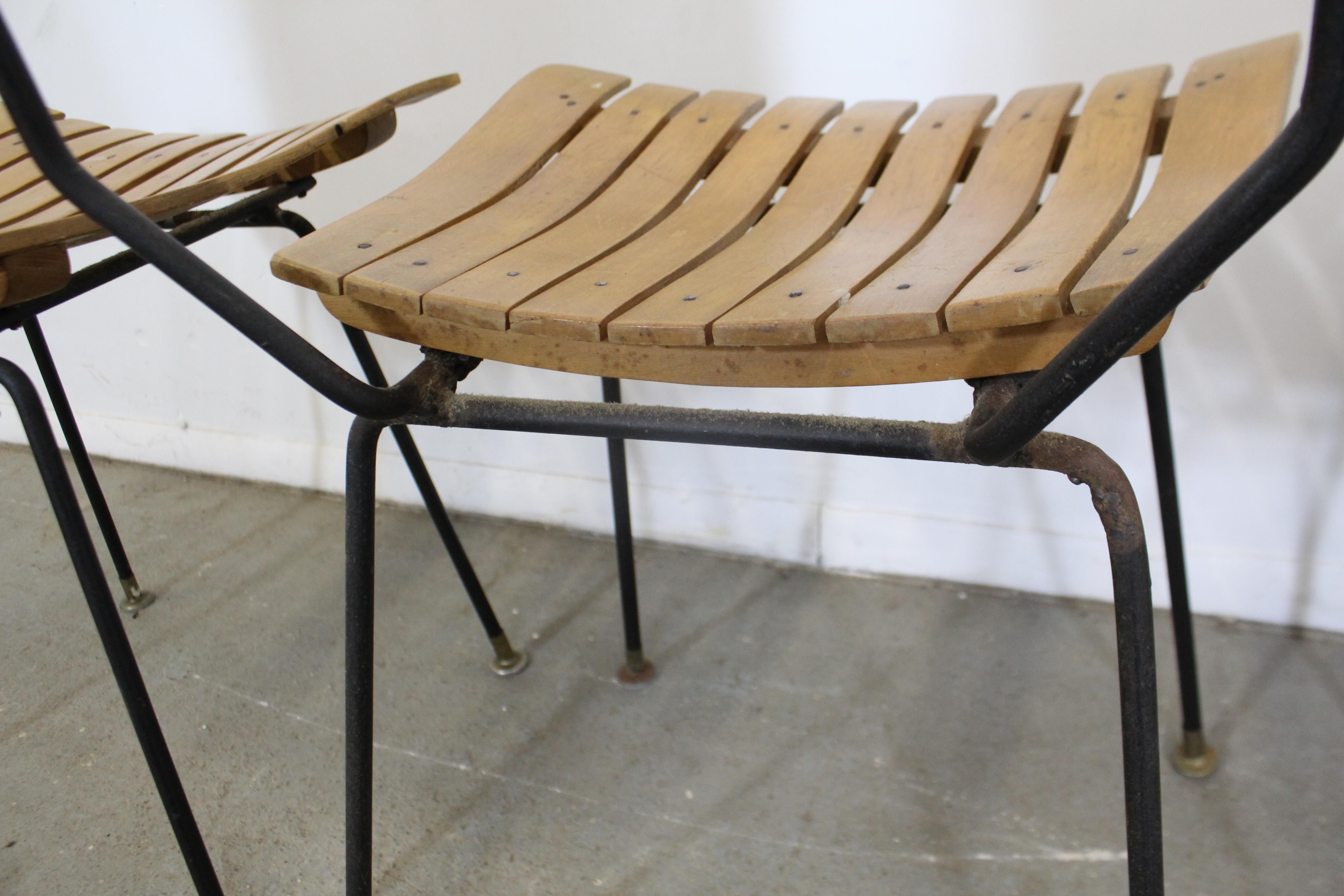 Set of 4 Mid-Century Modern Arthur Umanoff Rush Back Slat Seat Dining Chairs 3