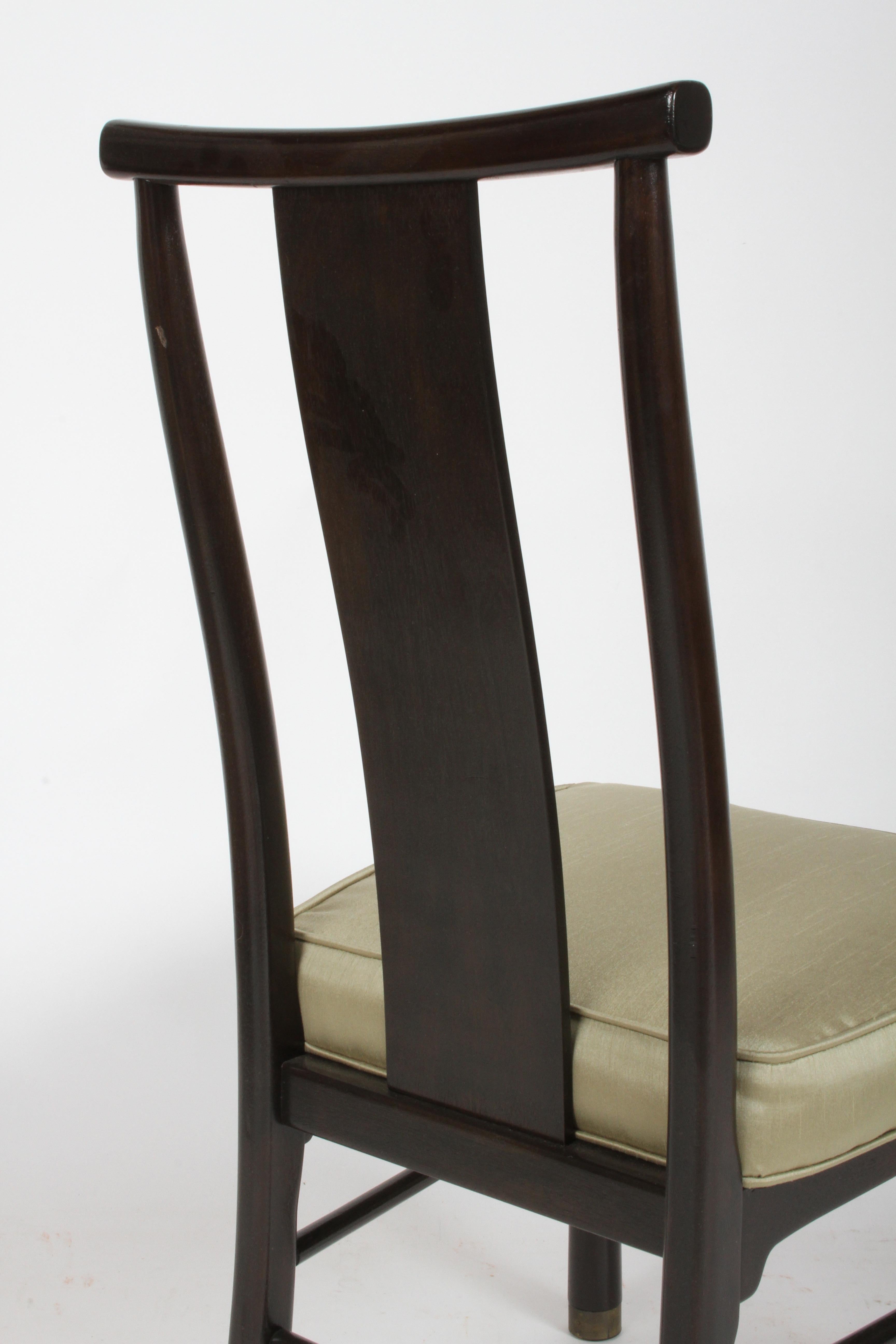 Set of 4 Mid-Century Modern Asian Style Dark Brown Henredon Dining Side Chairs For Sale 2