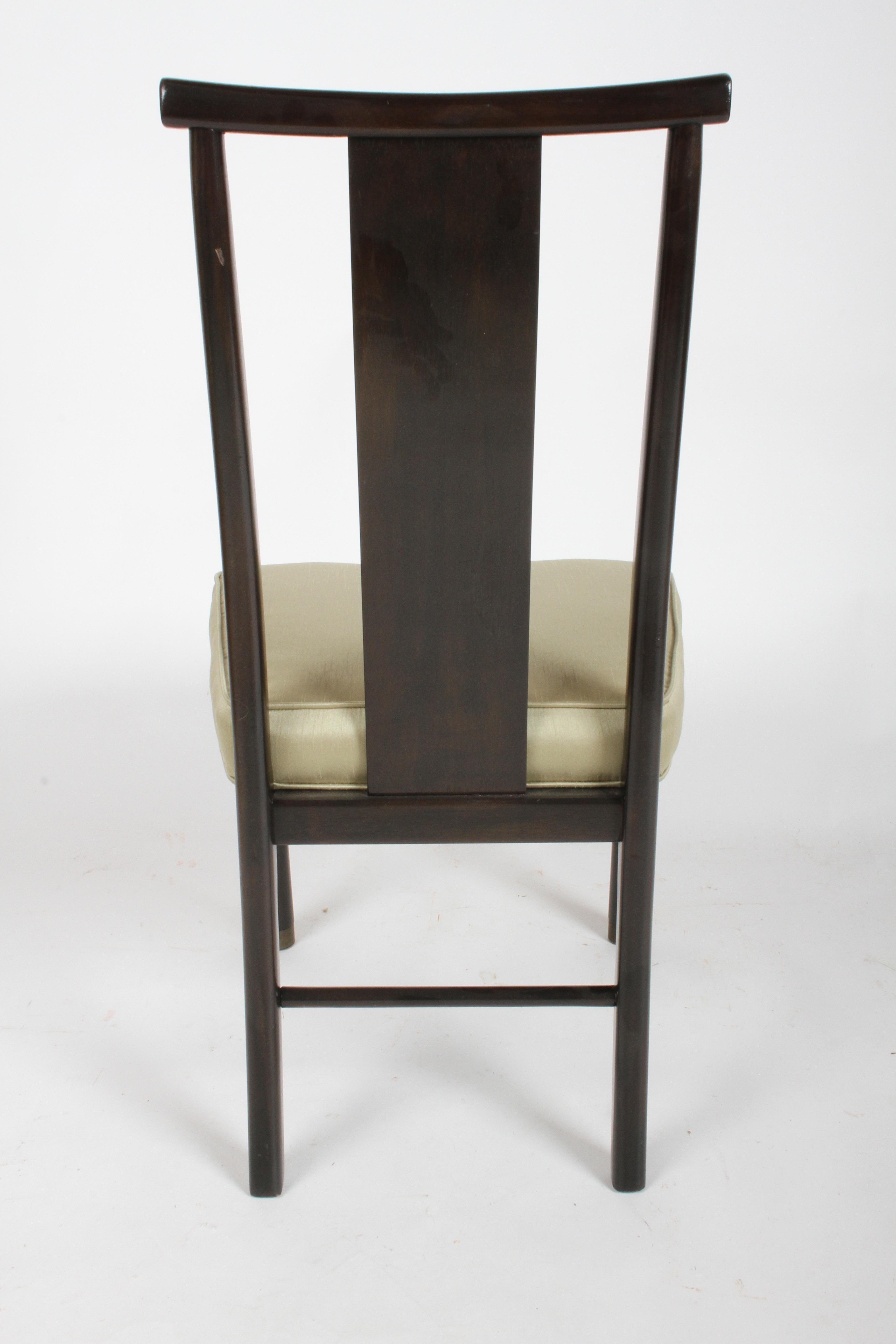 Set of 4 Mid-Century Modern Asian Style Dark Brown Henredon Dining Side Chairs For Sale 3