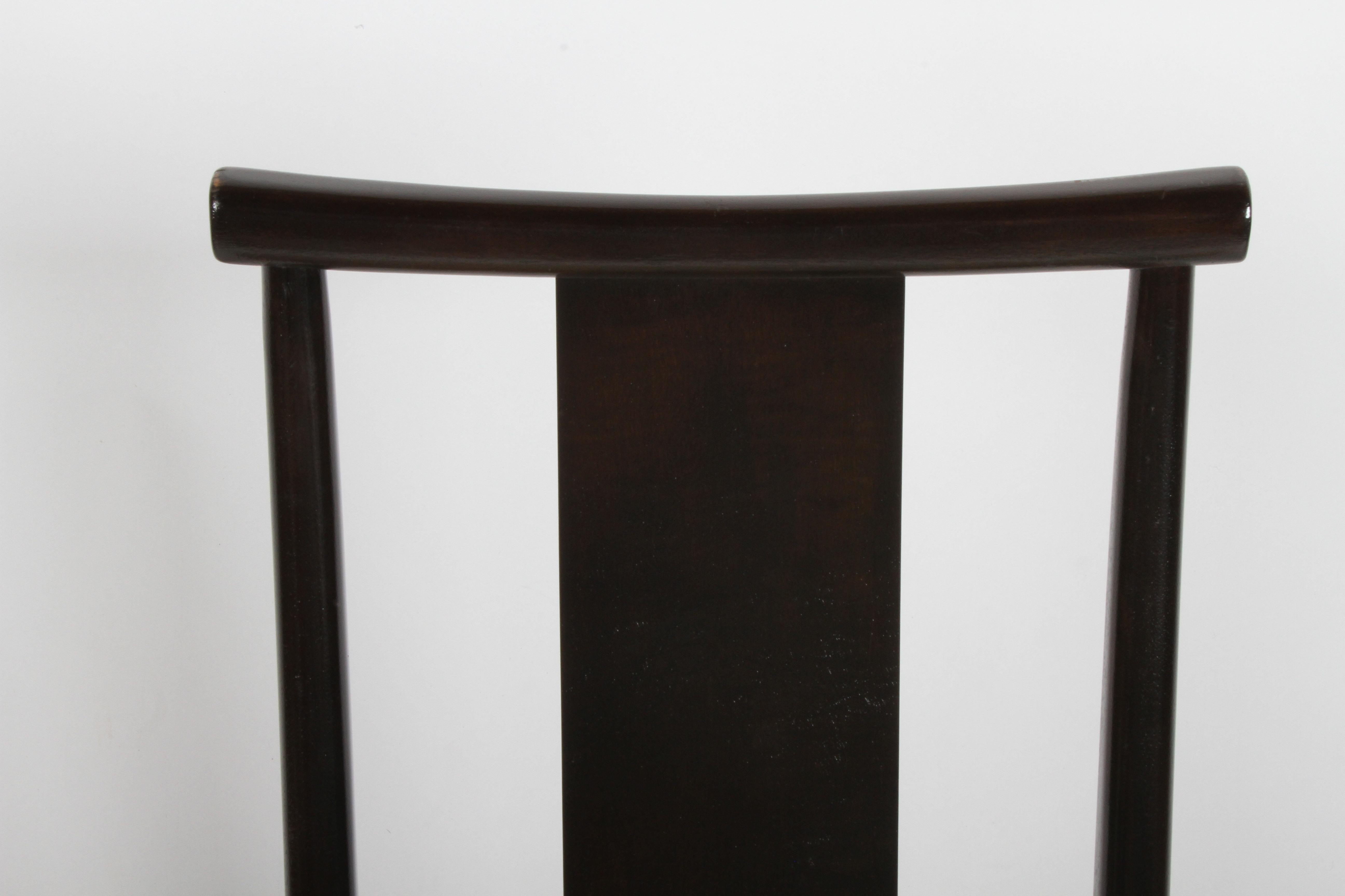 Lot de 4 chaises latérales de salle à manger Henredon:: style asiatique moderne du milieu du siècle:: brun foncé en vente 5