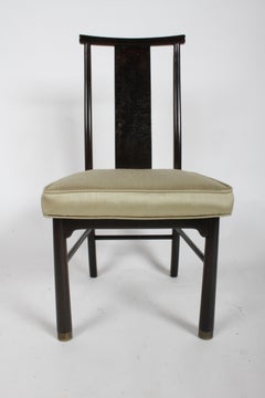 Set of 4 Mid-Century Modern Asian Style Dark Brown Henredon Dining Side Chairs