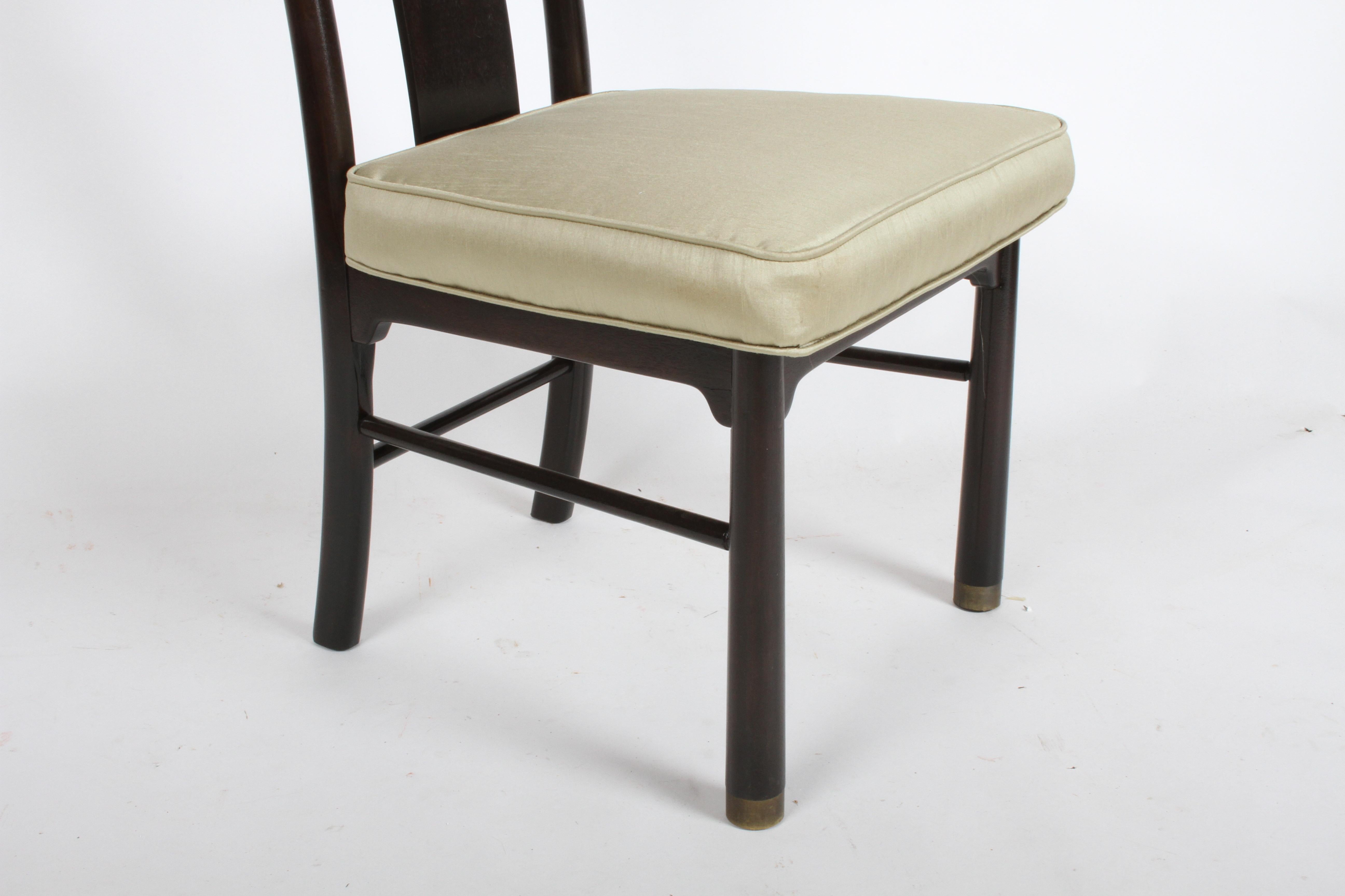 Set of 4 Mid-Century Modern Asian Style Dark Brown Henredon Dining Side Chairs In Good Condition For Sale In St. Louis, MO