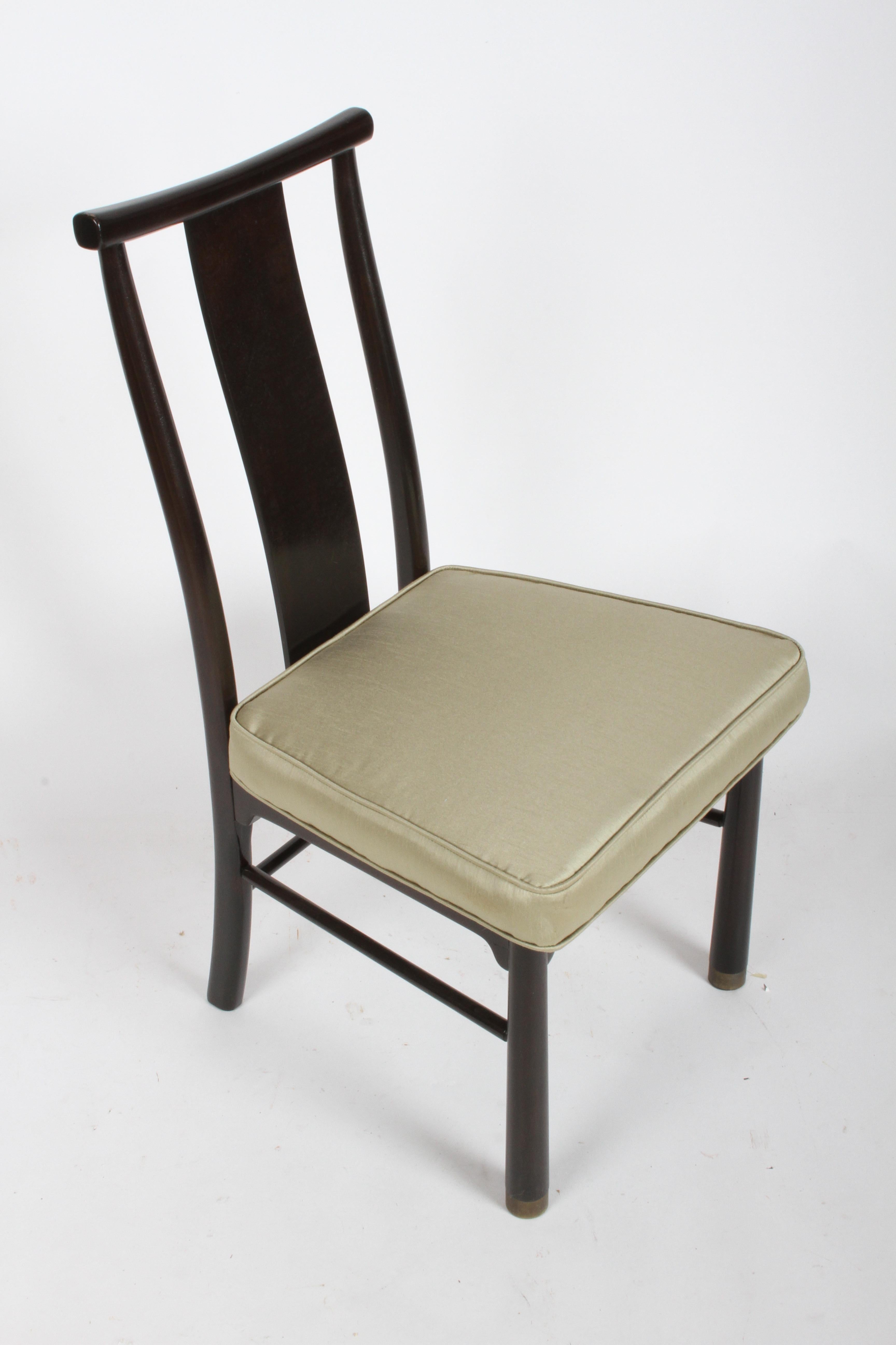 Lot de 4 chaises latérales de salle à manger Henredon:: style asiatique moderne du milieu du siècle:: brun foncé en vente 1