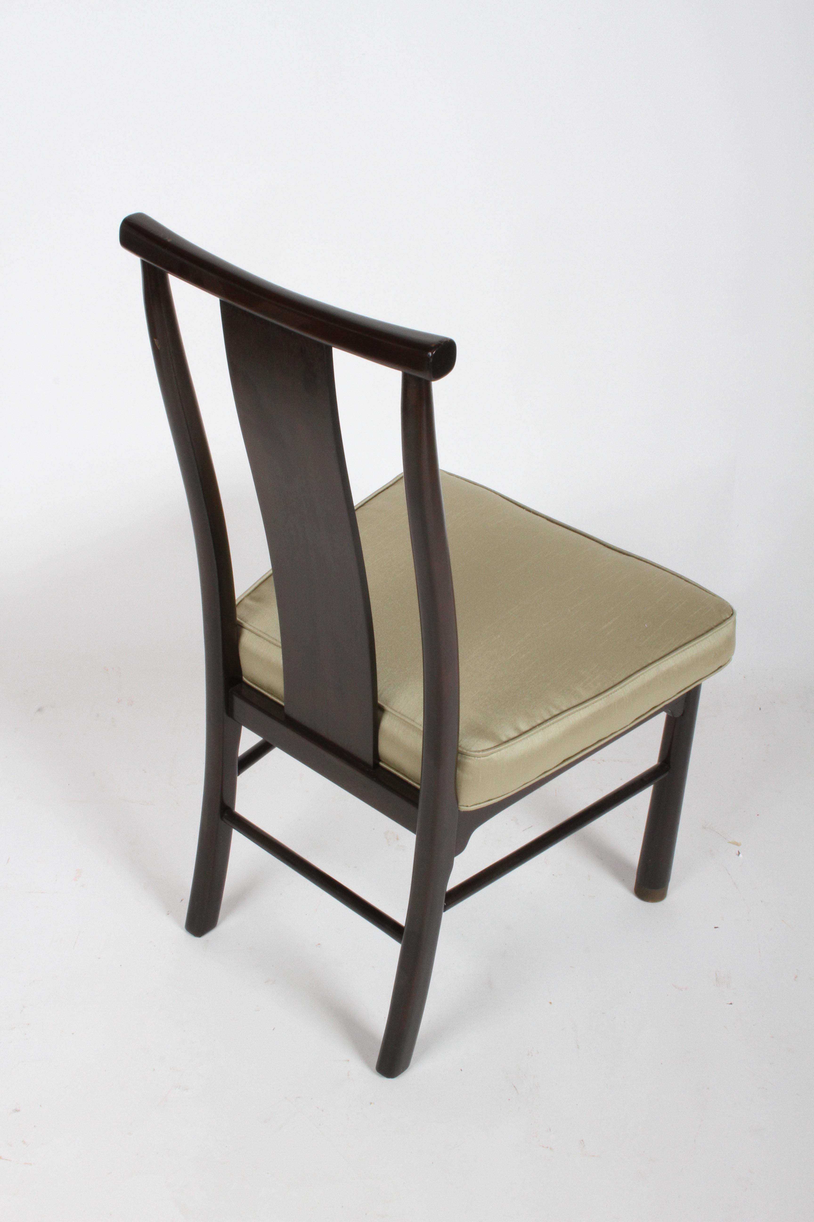 Lot de 4 chaises latérales de salle à manger Henredon:: style asiatique moderne du milieu du siècle:: brun foncé en vente 2