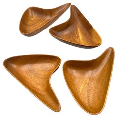 Set von 4 seltenen Boomerang-Snack-Serviertabletts, Mid-Century Modern Atomic Age