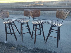 Set of 4 Mid Century Modern Bar Counter Stools Attributed to Arthur Umanoff