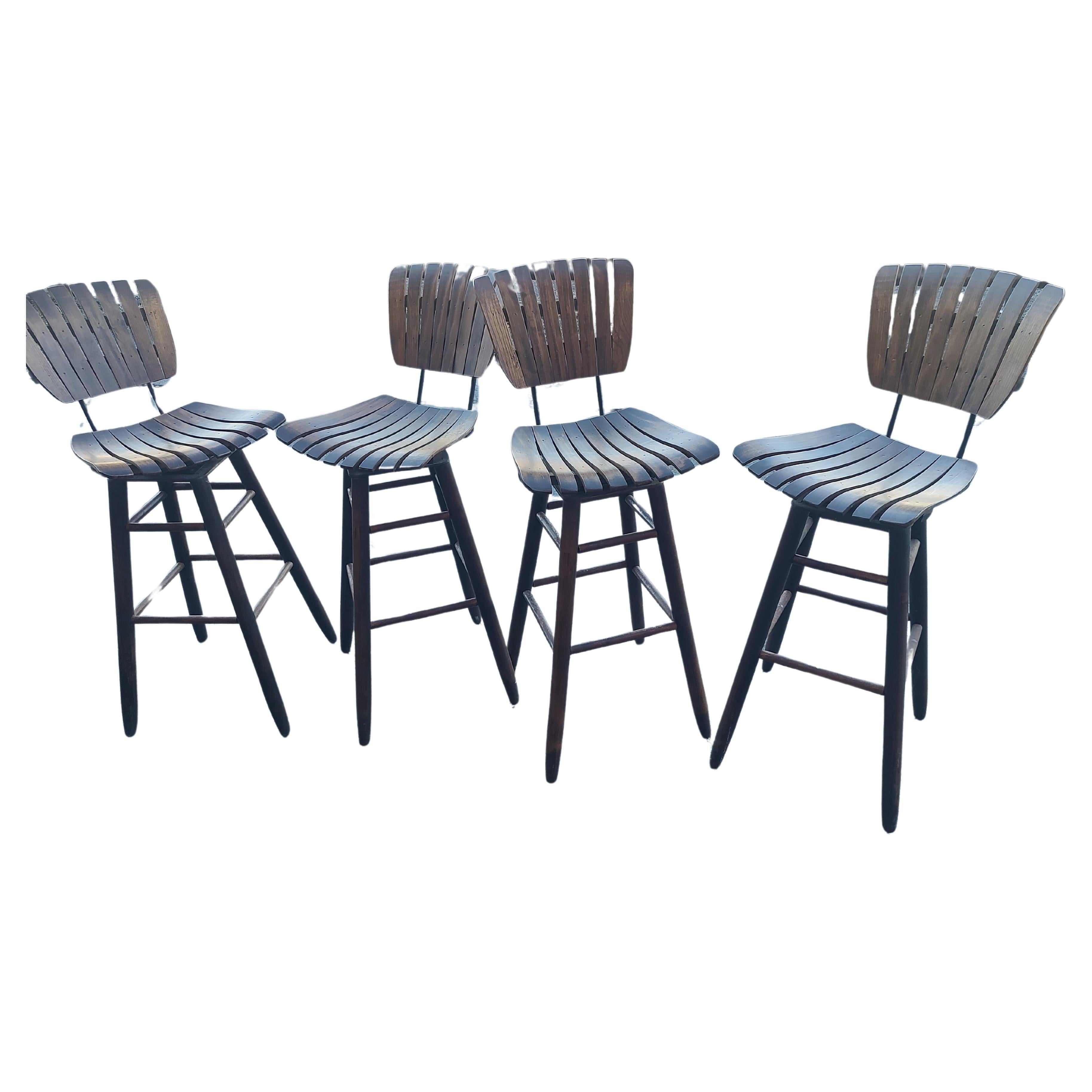 Mid-Century Modern Set of 4 Mid Century Modern Bar Counter Stools Attributed to Arthur Umanoff  For Sale