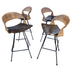 Ensemble de 4 tabourets de bar de comptoir modernes du milieu du siècle par Arthur Umanoff pour Raymor