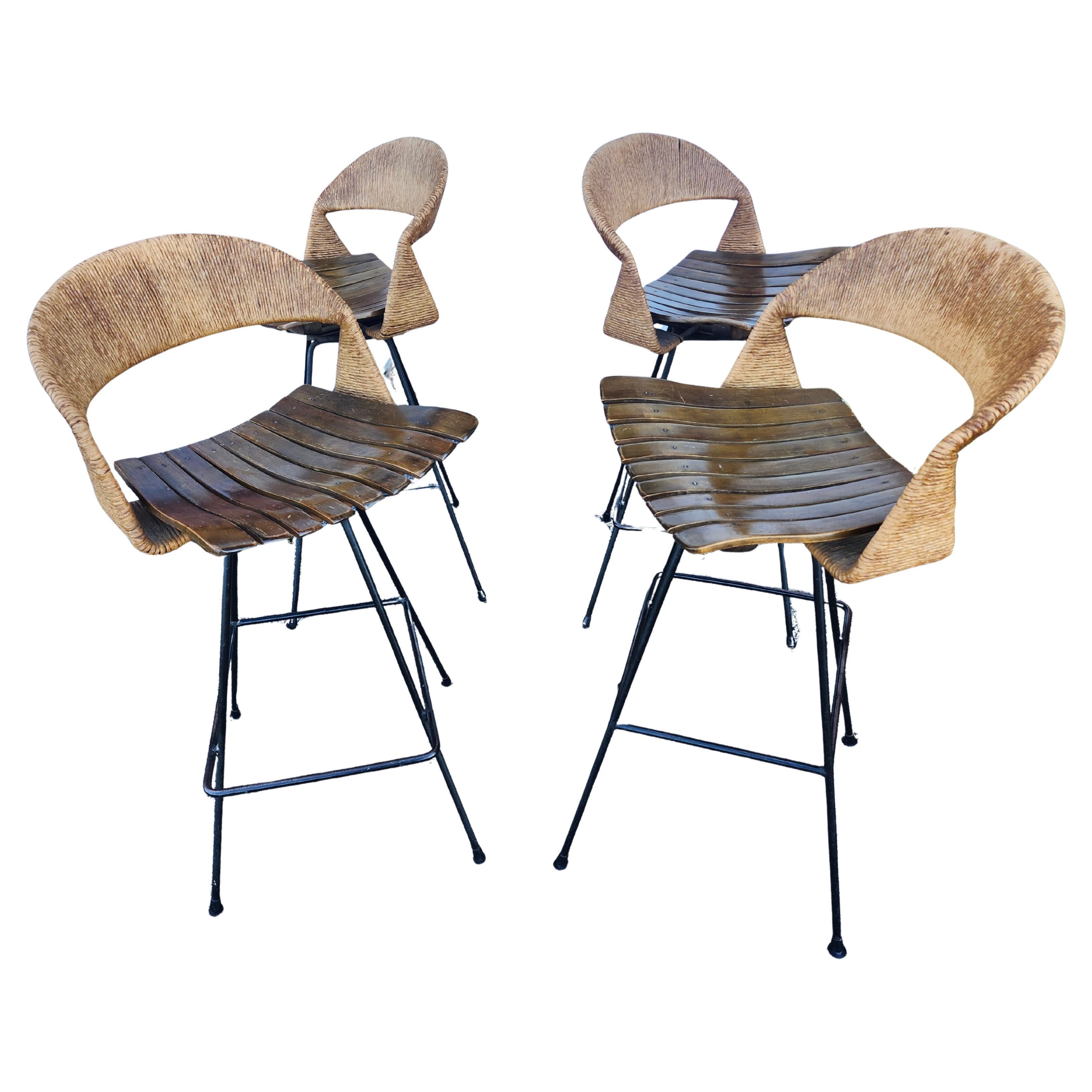 Set di 4 sgabelli da bar moderni del Mid-Century di Arthur Umanoff per Raymor in vendita