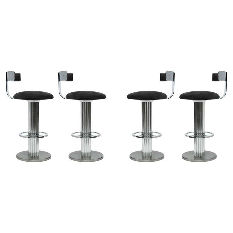 Mid Century Pair Heavy Coil Spring Bar Stools Pair Industrial Steam ...