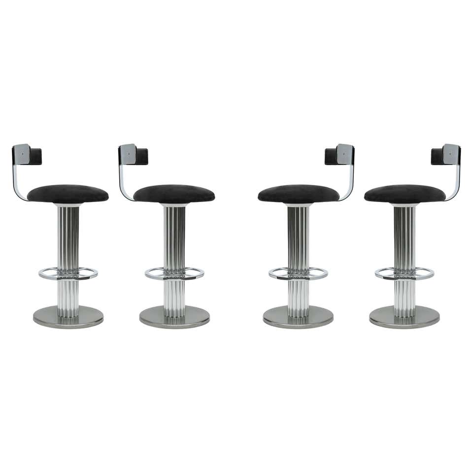 Mid Century Pair Heavy Coil Spring Bar Stools Pair Industrial Steam ...