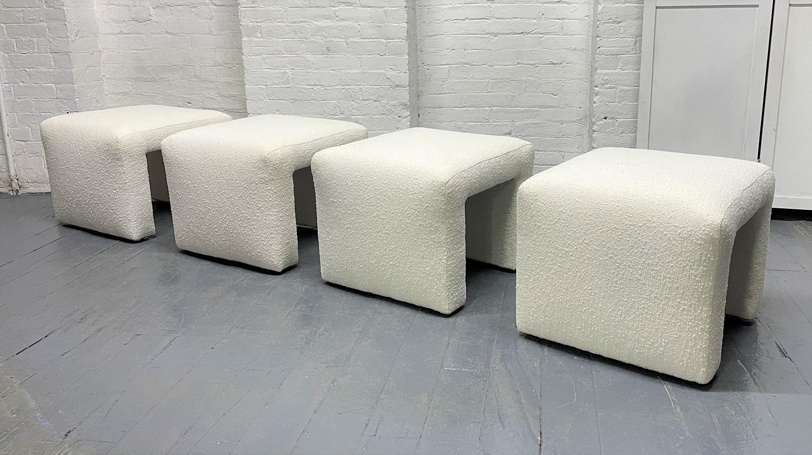 Set of 4 Mid-Century Modern Benches in Boucle.