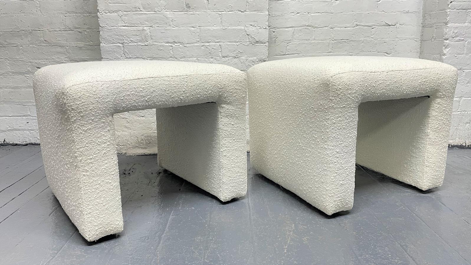 Mid-20th Century Set of 4 Mid-Century Modern Benches in Boucle For Sale