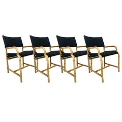 Set of 4 Mid-Century Modern Bentwood Bamboo Frame  Director's Chairs